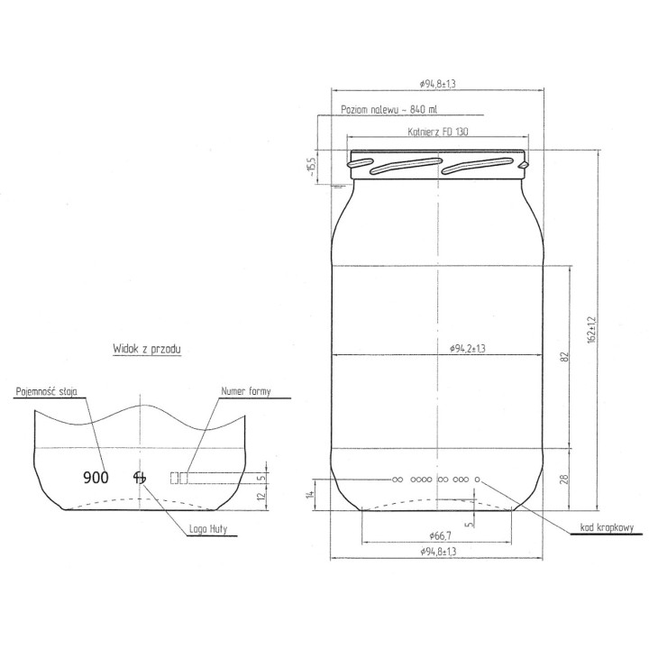 Karton słoików 0,9 litra (48 szt) + nakrętki fi 82 (50 szt) wzór GRYKA - KA5ND114