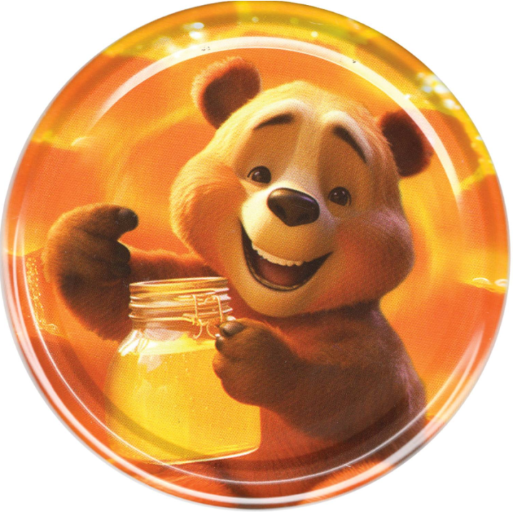 Karton słoików 0,9 litra (48 szt) + nakrętki fi 82 (50 szt) wzór MIŚ Z MIODEM - KA5ND109