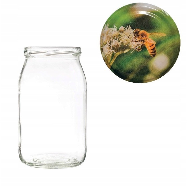 Karton słoików 0,9 litra (48 szt) + nakrętki fi 82 (50 szt) wzór LIPA - KA5ND96