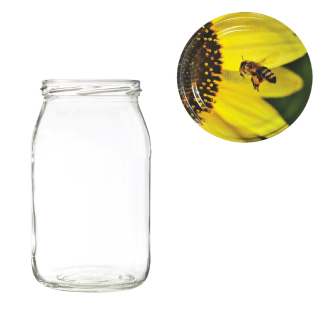 Karton słoików 0,9 litra (48 szt) + nakrętki fi 82 (50 szt) wzór ZÓŁTY KWIATEK - KA5ND94