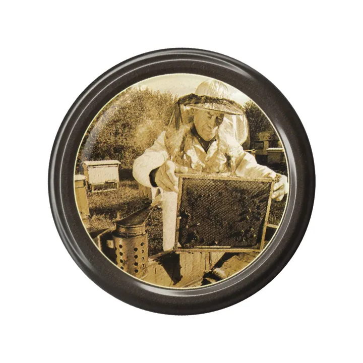 Karton słoików 0,9 litra (48 szt) + nakrętki fi 82 (50 szt) wzór RETRO PSZCZELARZ - KA5ND92