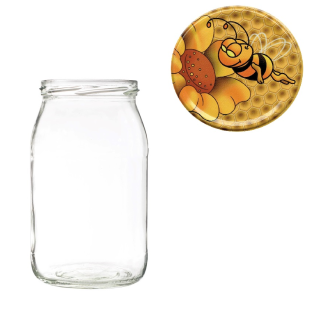 Karton słoików 0,9 litra (48 szt) + nakrętki fi 82 (50 szt) PSZCZOŁA - KA5ND74