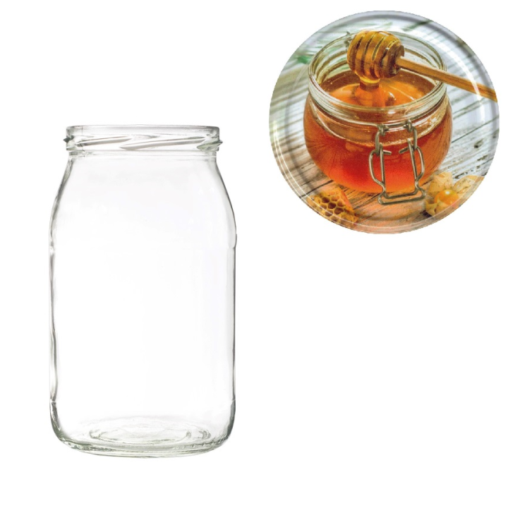 Karton słoików 0,9 litra (48 szt) + nakrętki fi 82 (50 szt) wzór SŁOICZEK MIODU - KA5ND70