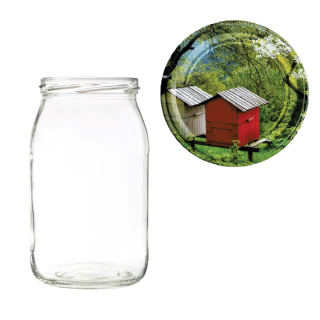 Karton słoików 0,9 litra (48 szt) + nakrętki fi 82 (50 szt) wzór ULE DREWNIANE - KA5ND36