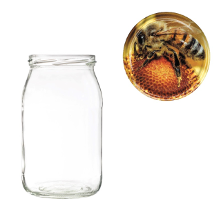 Karton słoików 0,9 litra (48 szt) + nakrętki fi 82 (50 szt) wzór PSZCZOŁA- KA5ND35