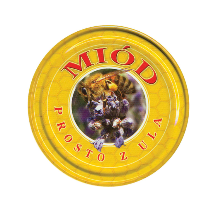 Karton słoików 0,9 litra (48 szt) + nakrętki fi 82 (50 szt) żółte z napisem MIÓD PROSTO Z ULA - KA5ND2