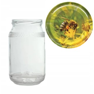 Karton słoików 0,9 litra (48 szt) z grawerem  + nakrętki fi 82 (50 szt) wzór PYŁEK - KA82ND110