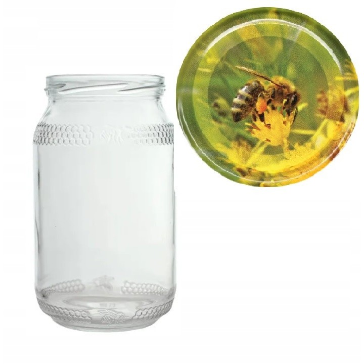 Karton słoików 0,9 litra (48 szt) z grawerem  + nakrętki fi 82 (50 szt) wzór PYŁEK - KA82ND110