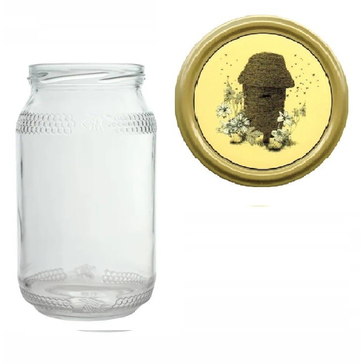 Karton słoików 0,9 litra (48 szt) z grawerem + nakrętki fi 82 (50 szt) wzór UL - KA82ND38