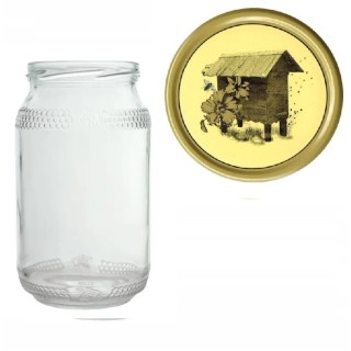 Karton słoików 0,9 litra (48 szt) z grawerem + nakrętki fi 82 (50 szt) wzór UL DREWNIANY - KA82ND39