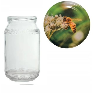 Karton słoików 0,9 litra (48 szt) z grawerem + nakrętki fi 82 (50 szt) wzór LIPA - KA82ND96