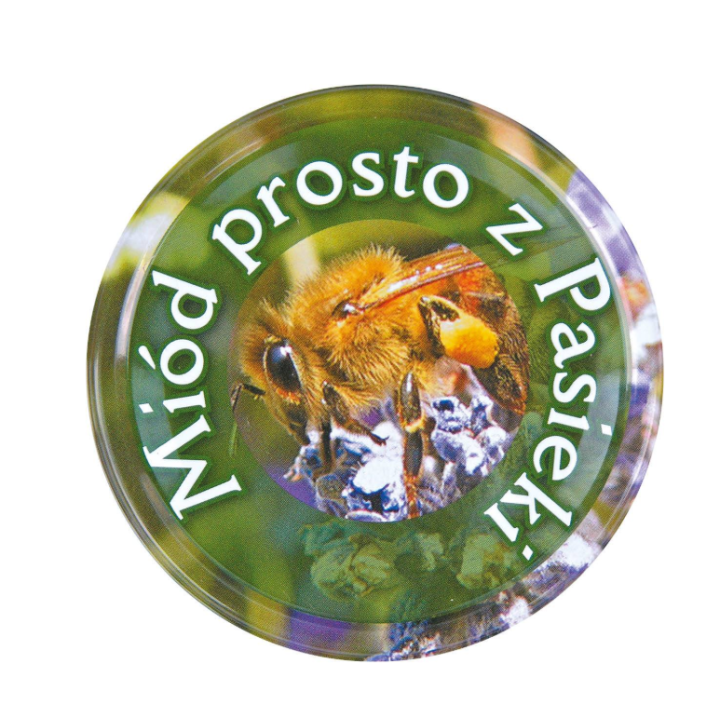 Karton słoików 0,9 litra (48 szt) z grawerem + nakrętki fi 82 (50 szt) z napisem MIÓD PROSTO Z PASIEKI - KA82ND5