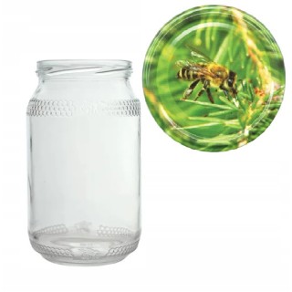 Karton słoików 0,9 litra (48 szt) z grawerem + nakrętki fi 82 (50 szt) wzór JODŁA/SPADŹ - KA82ND116