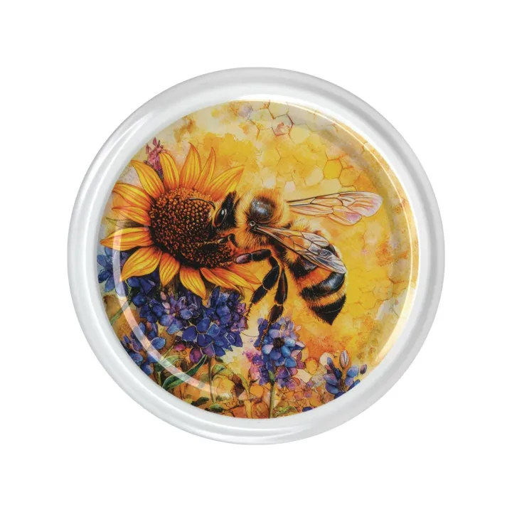 Karton słoików 0,9 litra (48 szt) z grawerem + nakrętki fi 82 (50 szt) wzór PSZCZOŁA NA KWIATACH - KA82ND124