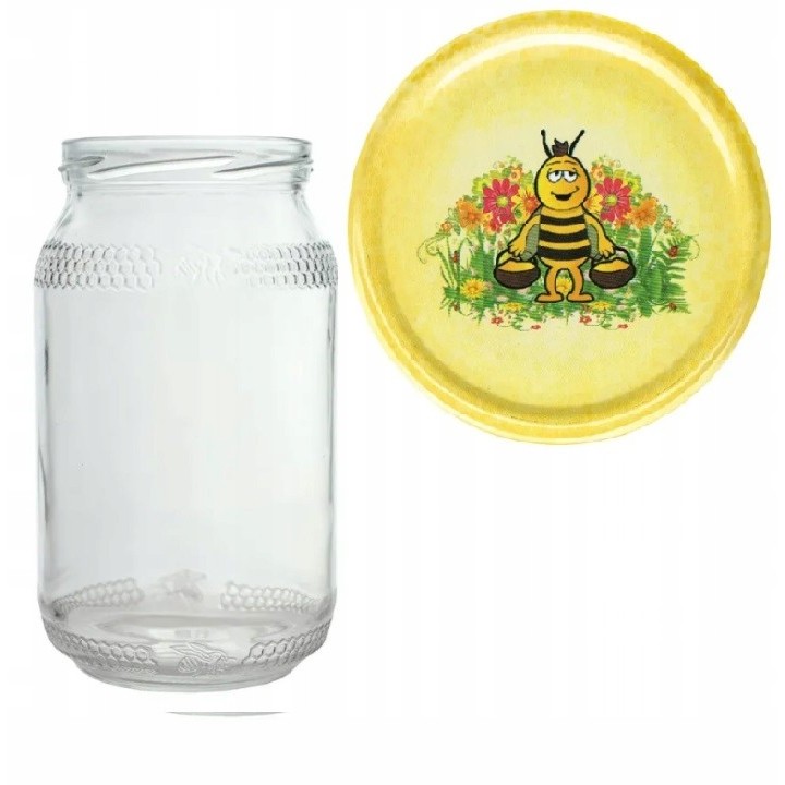 Karton słoików 0,9 litra (48 szt) z grawerem + nakrętki fi 82 (50 szt) wzór GUCIO - KA82ND62