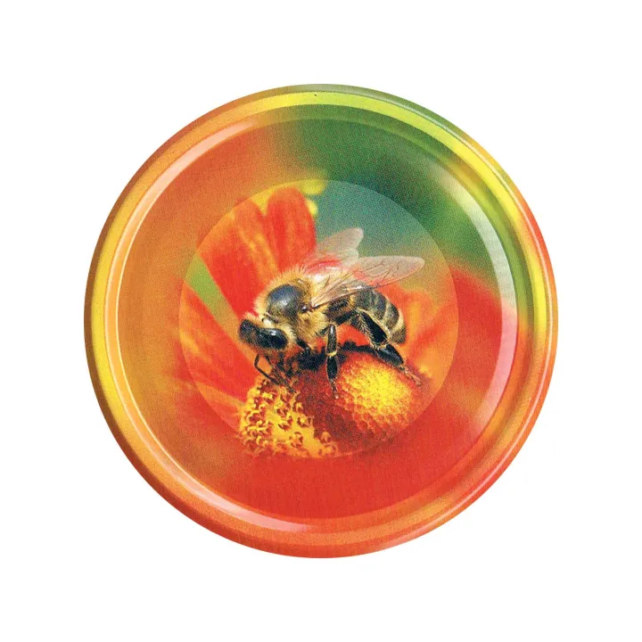 Karton słoików 0,9 litra (48 szt) z grawerem + nakrętki fi 82 (50 szt) wzór PSZCZOŁA NA KWIATKU - KA82ND14