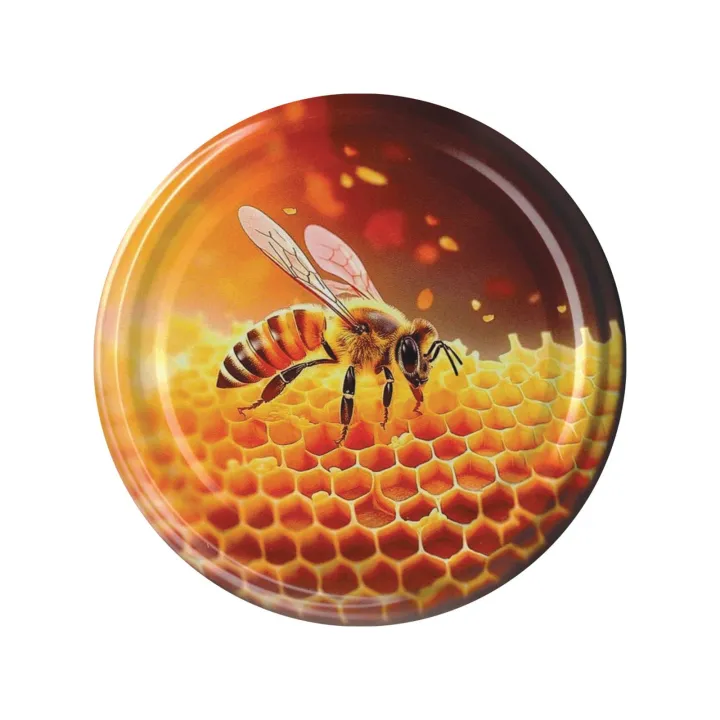 Karton słoików 0,9 litra (48 szt) z grawerem + nakrętki fi 82 (50 szt) wzór PSZCZOŁA NA PLASTRZE - KA82ND120