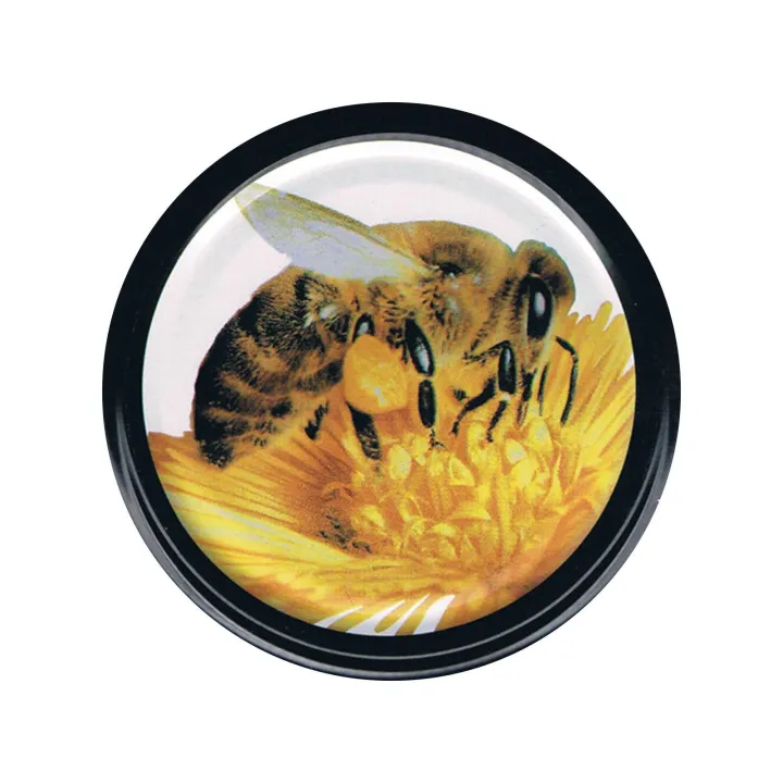 Karton słoików 0,9 litra (48 szt) z grawerem + nakrętki fi 82 (50 szt) wzór PSZCZOŁY NA KWIATKU - KA82ND25