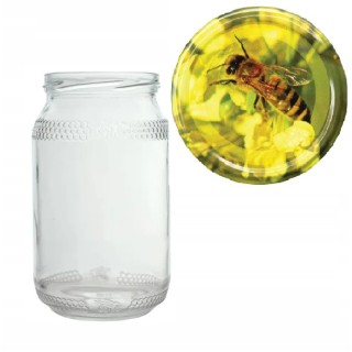 Karton słoików 0,9 litra (48 szt) z grawerem + nakrętki fi 82 (50 szt) wzór RZEPAK - KA82ND115