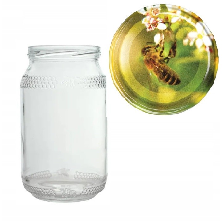 Karton słoików 0,9 litra (48 szt) z grawerem + nakrętki fi 82 (50 szt) wzór GRYKA - KA82ND114