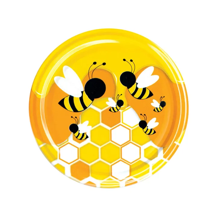 Karton słoików 0,9 litra (48 szt) z grawerem + nakrętki fi 82 (50 szt) ZÓŁTE Z PSZCZOŁAMI - KA82ND80