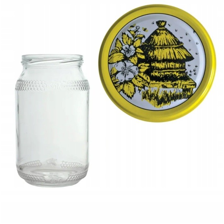 Karton słoików 0,9 litra (48 szt) z grawerem + nakrętki fi 82 (50 szt) wzór UL - KA82ND16