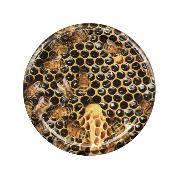 Karton słoików 0,9 litra (48 szt) z grawerem + nakrętki fi 82 (50 szt) wzór PSZCZÓŁ NA PLASTRZE - KA82ND98