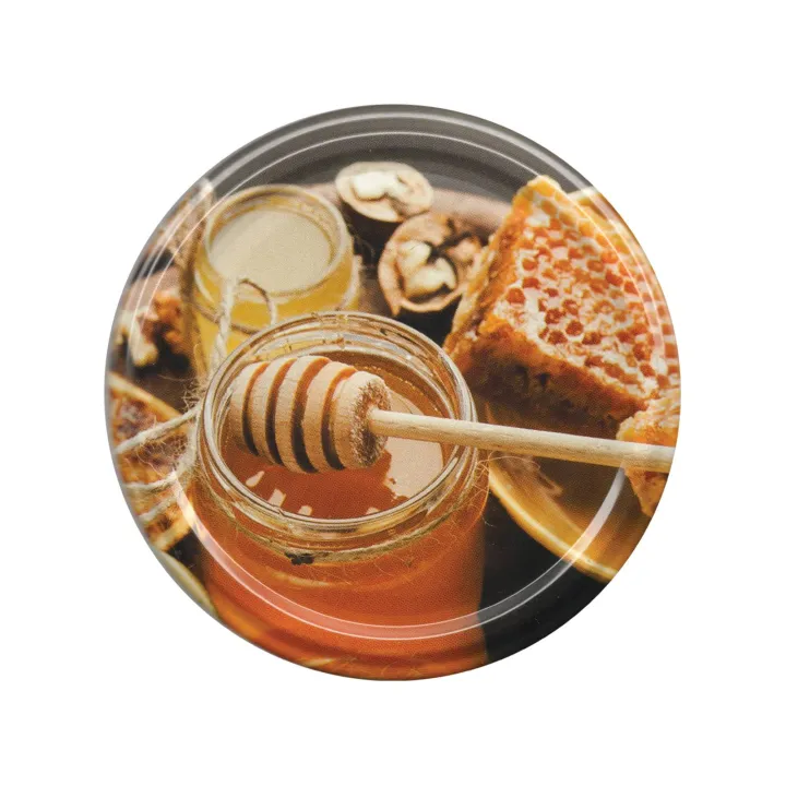 Karton słoików 0,9 litra (48 szt) z grawerem + nakrętki fi 82 (50 szt) - wzór MIÓD I PLASTER - KA82ND83