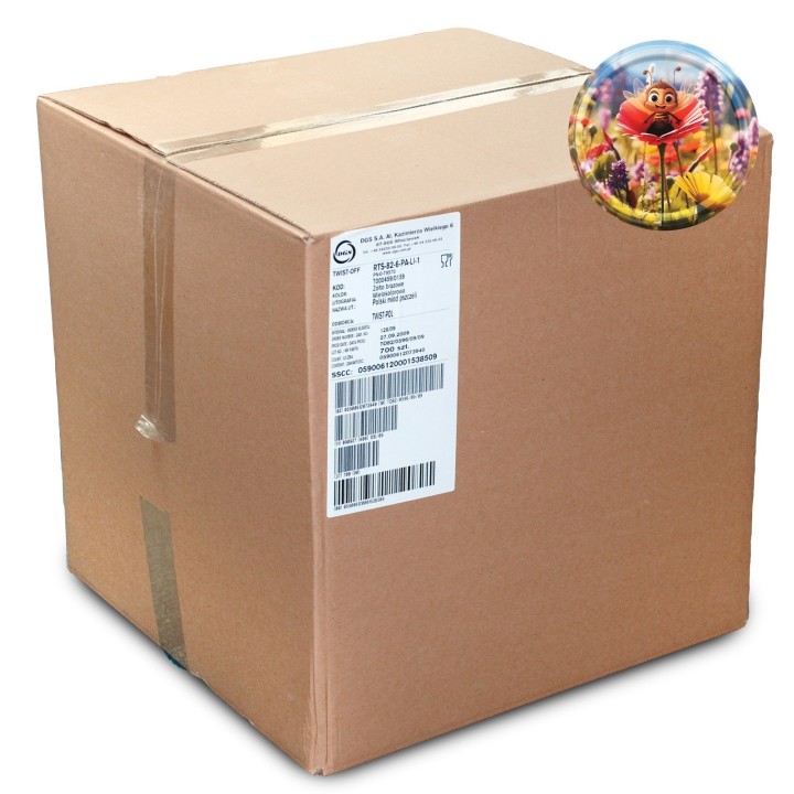 Karton zbiorczy (1200 szt.) małych nakrętek BAJKOWA PSZCZÓŁKA  - wzór KNM108