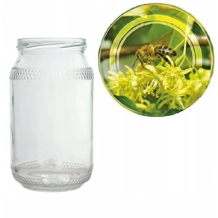 Karton słoików 0,9 litra (48 szt) z grawerem  + nakrętki fi 82 (50 szt) wzór LIPA - KA82ND66