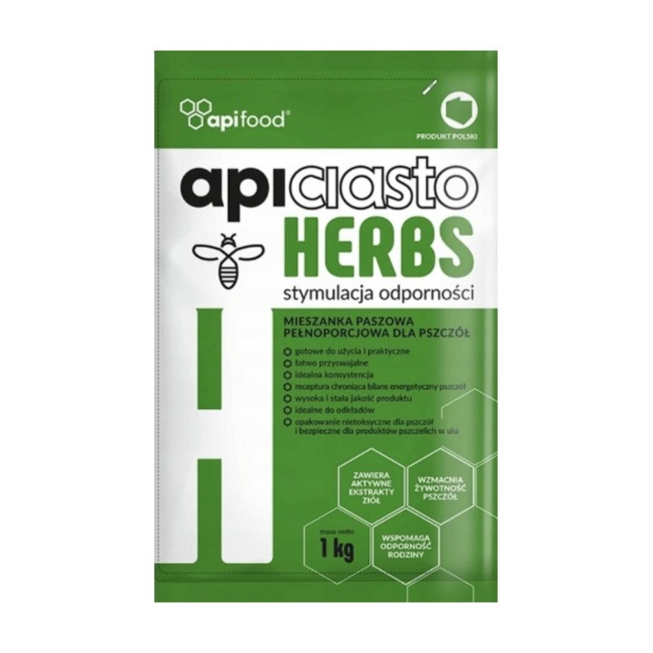 Ciasto pokarm dla pszczół z ziołami - APICIASTO HERBS  5x1kg  - API1_5