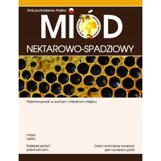 Paczka etykiet na miód nektarowo-spadziowy (100szt) - wzór E617LOGO