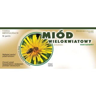 Paczka etykiet na miód wielokwiatowy  (100szt) - wzór E1114