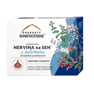 Nervina na sen z melatoniną 30 tabletek powlekanych - wzór BONI5