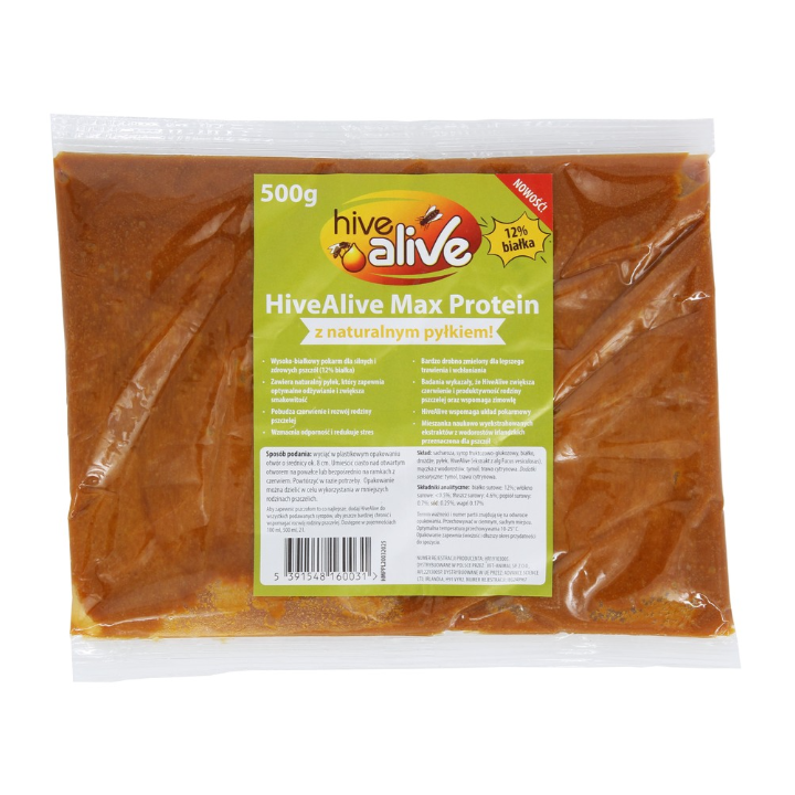 Hive Alive Max Protein ciasto z naturalnym pyłkiem pszczelim 500 g -  3556