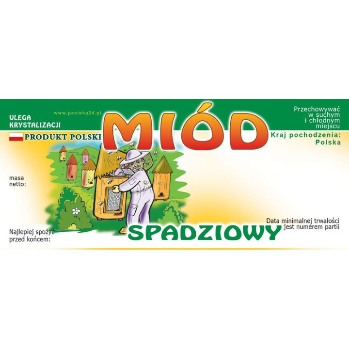Paczka etykiet na miód spadziowy - wzór E32