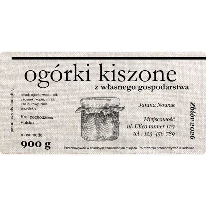 Etykiety na miód z własnym nazwiskiem PERSONALIZOWANE (100 szt) - wzór EN51