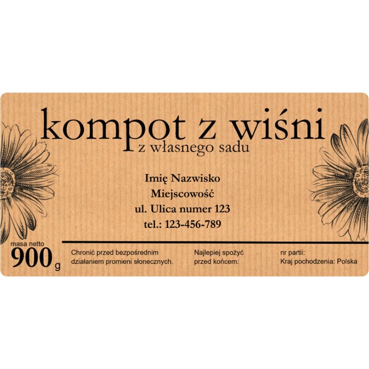 Etykiety na miód z własnym nazwiskiem PERSONALIZOWANE (100 szt) - wzór EN50
