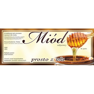 Paczka dużych etykiet na miód prosto z ula (100szt) - wzór E142