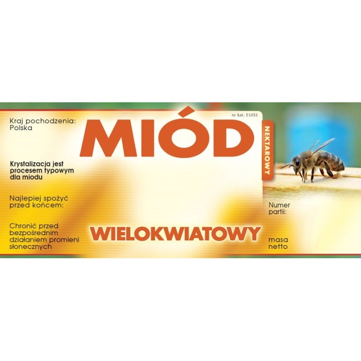 Paczka etykiet na miód wielokwiatowy (100szt)