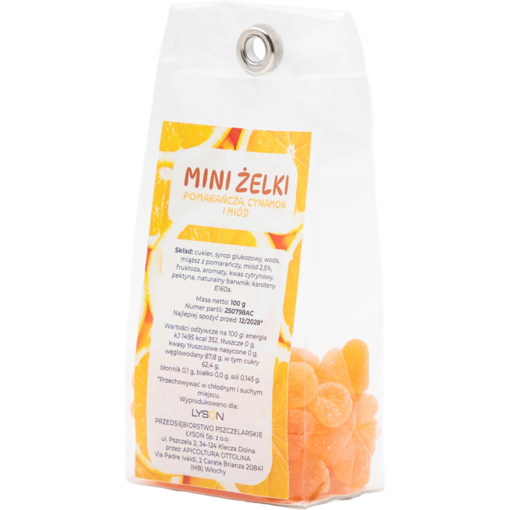Mini żelki pomarańczowe z cynamonem i miodem, 100 g