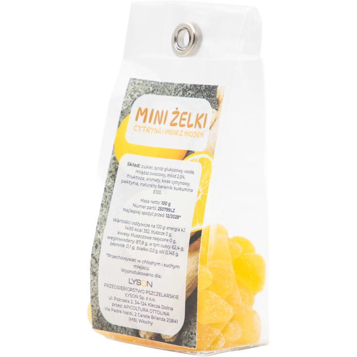Mini żelki cytrynowe z imbirem i miodem, 100 g