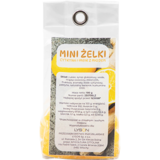 Mini żelki cytrynowe z imbirem i miodem, 100 g