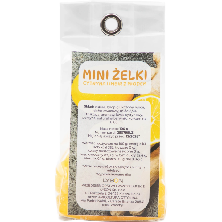 Mini żelki cytrynowe z imbirem i miodem, 100 g