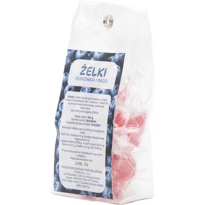 Żelki borówkowo-miodowe, 100 g