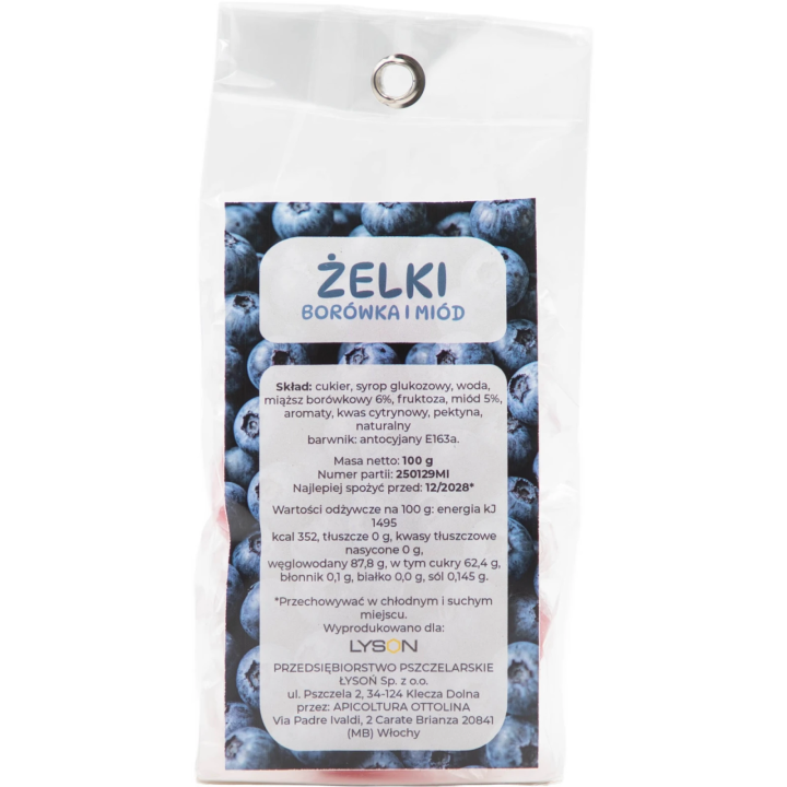 Żelki borówkowo-miodowe, 100 g