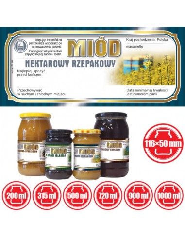 Paczka etykiet na miód rzepakowy 116x50 (100szt) - wzór E1240