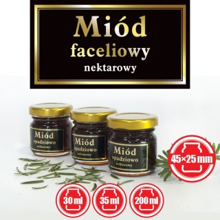 Paczka małych etykiet ze złoceniem (miód faceliowy) 10szt - wzór EM32