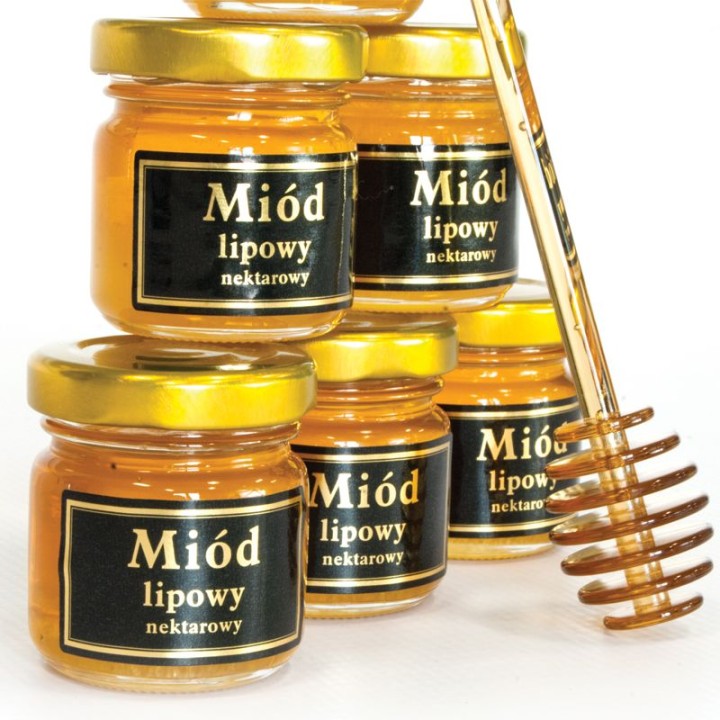 Paczka małych etykiet ze złoceniem (miód ze spadzi iglastej) 10szt - wzór EM34