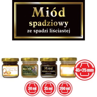 Paczka małych etykiet ze złoceniem (miód ze spadzi liściastej) 10szt - wzór EM36